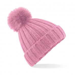 Beechfield Verbier Fur Pop Pom Chunky Beanie - Dusky Pink - OneSize