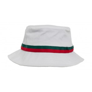 Flexfit Stripe Bucket Hat - White/Firered/Green - OneSize