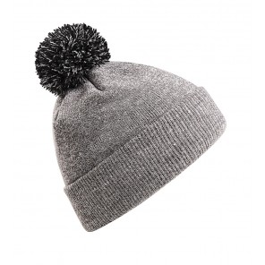 Beechfield Snowstar Beanie - Heather Grey/Black - OneSize