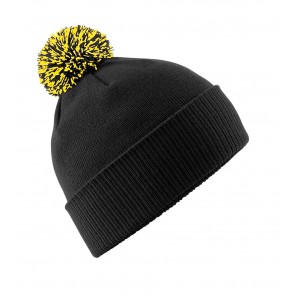 Beechfield Snowstar Beanie - Black/Yellow - OneSize