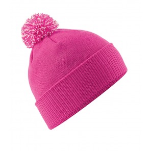 Beechfield Snowstar Beanie - Fuchsia/Off White - OneSize