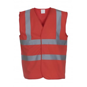 Yoko Fluo 2 Band+Brace Waistcoat - Red - 4XL