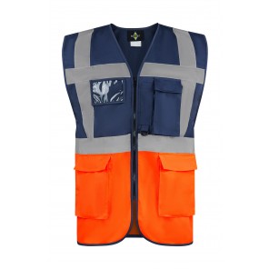 Korntex Executive Safety Vest "Hamburg" - Navy/Orange - 5XL