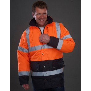 Yoko Fluo 2 Tone Motorway Jacket - Fluo Orange/Navy - M