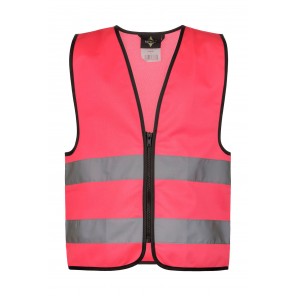Korntex Signal Zipper Vest for Kids "Aalborg" - Neon Pink - XS
