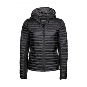 Tee Jays Ladies' Hooded Outdoor Crossover Jacket - Black/Black Melange - M