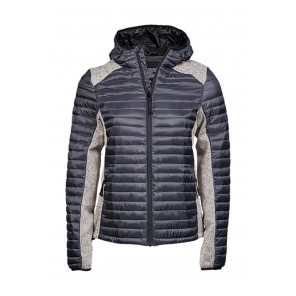Tee Jays Ladies' Hooded Outdoor Crossover Jacket - Space Grey/Grey Melange - M
