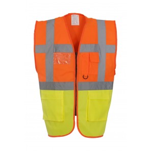 Yoko Fluo Executive Waistcoat - Fluo Orange/Fluo Yellow - S