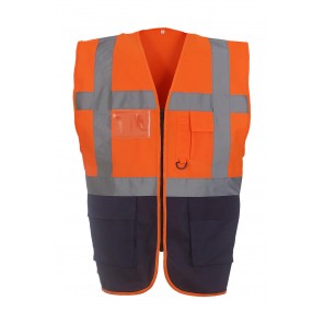 Yoko Fluo Executive Waistcoat - Fluo Orange/Black - M