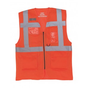 Yoko Fluo Open Mesh Executive Waistcoat - Fluo Orange - L