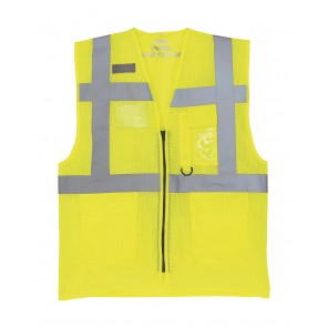 Yoko Fluo Open Mesh Executive Waistcoat - Fluo Yellow - M