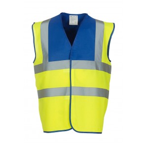 Yoko Fluo 2 Band + Brace Waistcoat - Fluo Yellow/Royal Blue - L