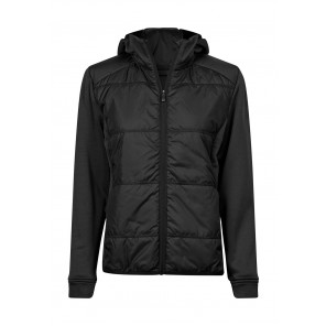 Tee Jays Womens Hybrid-Stretch Hooded Jacket - Black/Black - S