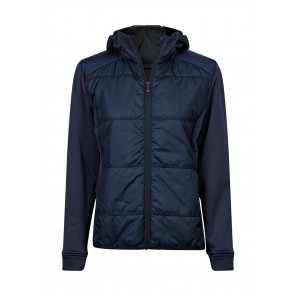 Tee Jays Womens Hybrid-Stretch Hooded Jacket - Navy/Navy - 3XL