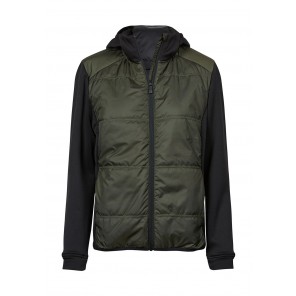 Tee Jays Womens Hybrid-Stretch Hooded Jacket - Deep Green/Black - M
