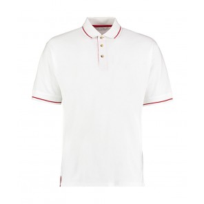 Kustom Kit Men's Classic Fit St. Mellion Polo - White/Bright Red - 2XL