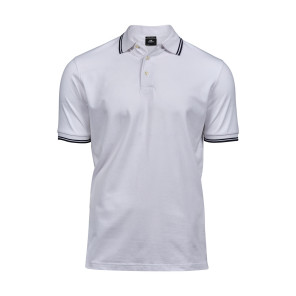 Tee Jays Luxury Stripe Stretch Polo - White - XL