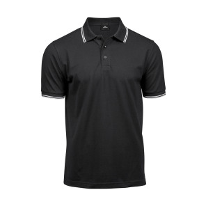 Tee Jays Luxury Stripe Stretch Polo - Black - 2XL