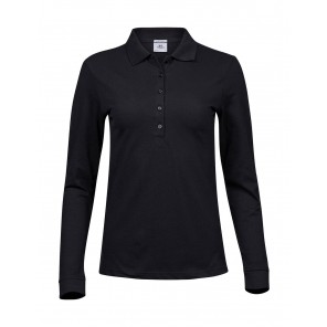 Tee Jays Ladies' Luxury LS Stretch Polo - Black - XL