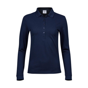 Tee Jays Ladies' Luxury LS Stretch Polo - Navy Blue - XL
