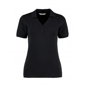 Kustom Kit Women's Regular Fit Comfortec® V Neck Polo - Black - XS