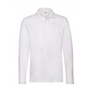 Fruit of the Loom Premium Long Sleeve Polo - White - 2XL