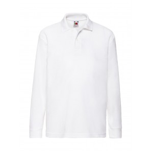 Fruit of the Loom Kids' 65/35 Long Sleeve Polo - White - 104(3-4)