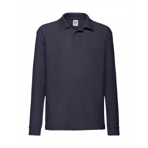 Fruit of the Loom Kids' 65/35 Long Sleeve Polo - Deep Navy - 128(7-8)