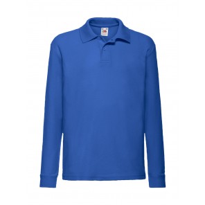 Fruit of the Loom Kids' 65/35 Long Sleeve Polo - Royal - 128(7-8)