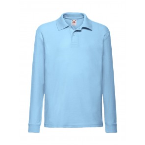 Fruit of the Loom Kids' 65/35 Long Sleeve Polo - Sky Blue - 164(14-15)