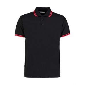 Kustom Kit Classic Fit Tipped Collar Polo - Black/Red - XL