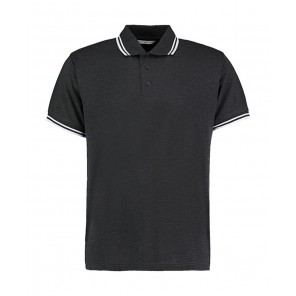 Kustom Kit Classic Fit Tipped Collar Polo - Graphite/White - 2XL