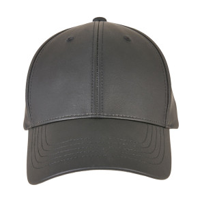 Flexfit Synthetic Leather Alpha Shape Dad Cap - Black - ONE SIZE