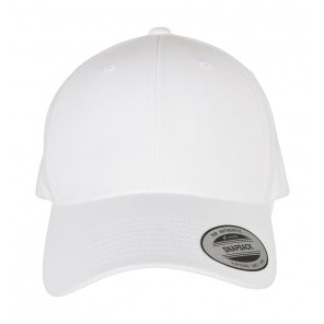 Flexfit Premium Curved Visor Snapback Cap - White - OneSize