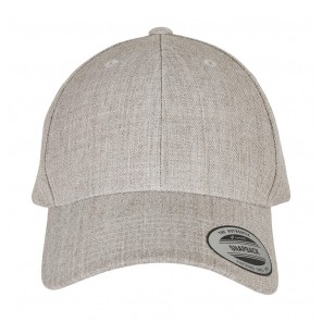 Flexfit Premium Curved Visor Snapback Cap - Heather Grey - OneSize