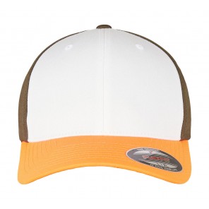 Flexfit 3-Tone Flexfit Cap - Neonorange/White/Olive - L/XL