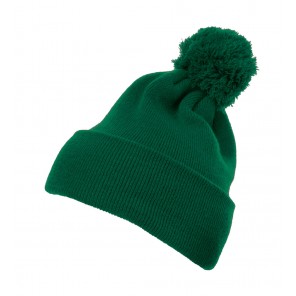 Flexfit Cuffed Pom Pom Knit Beanie - Green - ONE SIZE