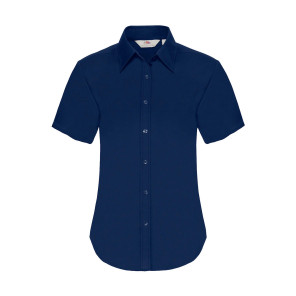 Fruit of the Loom Ladies Oxford Shirt - Navy Blue - XS