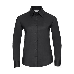 Russell Collection Ladies' Classic Oxford Shirt LS - Black - M