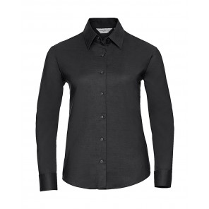 Russell Collection Ladies' Classic Oxford Shirt LS - Black - 5XL(50)