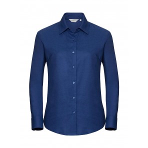 Russell Collection Ladies' Classic Oxford Shirt LS - Blue - S