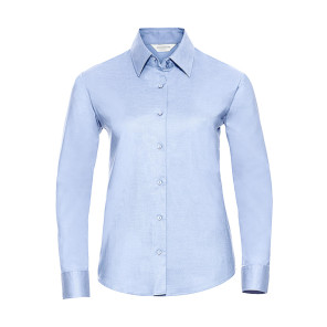 Russell Collection Ladies' Classic Oxford Shirt LS - Blue - M