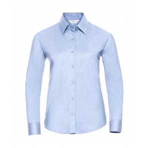 Russell Collection Ladies' Classic Oxford Shirt LS - Oxford Blue - 4XL(48)
