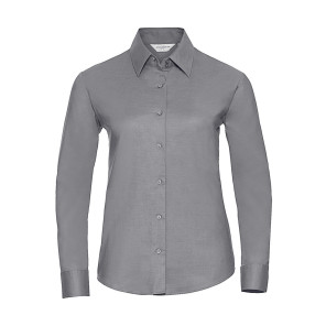 Russell Collection Ladies' Classic Oxford Shirt LS - Dark Grey - M