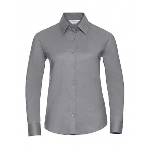 Russell Collection Ladies' Classic Oxford Shirt LS - Silver - 4XL(48)