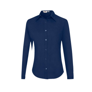 Fruit of the Loom Ladies' Oxford Shirt LS - Navy Blue - 3XL