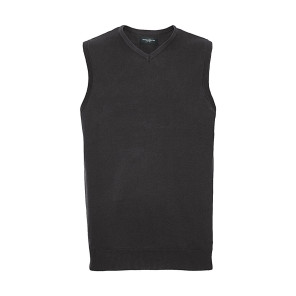 Russell Collection Adults' V-Neck Sleeveless Knitted Pullover - Black - 4XL