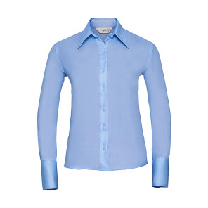 Russell Collection Ladies' Ultimate Non-iron Shirt LS - Light Blue - M