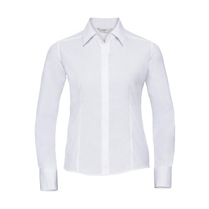 Russell Collection Ladies' LS Fitted Poplin Shirt - White - XL (Retoure-Ware)