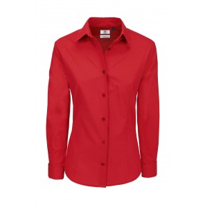 B&C Heritage LSL/women Poplin Shirt - Deep Red - 4XL